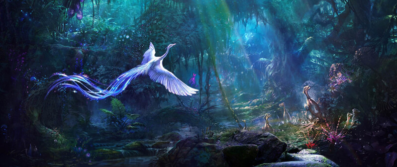 梦幻森林蓝调背景，淘宝海报高清JPG/商务科技PSD设计素材下载