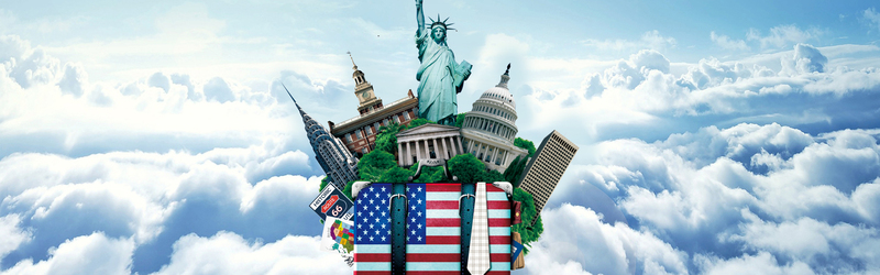 美国旅游梦幻蓝调Banner背景，高清JPG及商务科技PSD设计素材下载