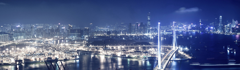 香港夜景Banner创意设计，高清JPG与PSD商务/科技素材下载