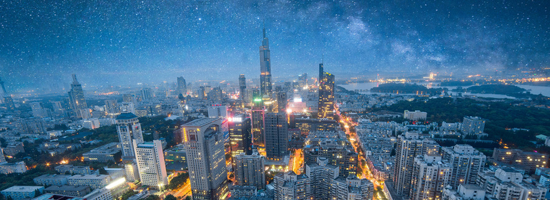房地产夜景全景海报素材，高清JPG背景，商务科技风格，AI设计资源下载