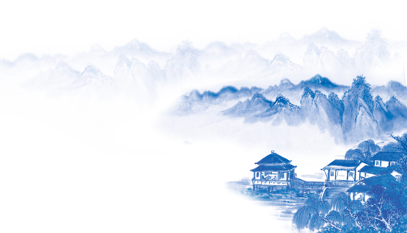 青花瓷水墨山水海报背景，高清JPG与商务科技PSD设计素材下载