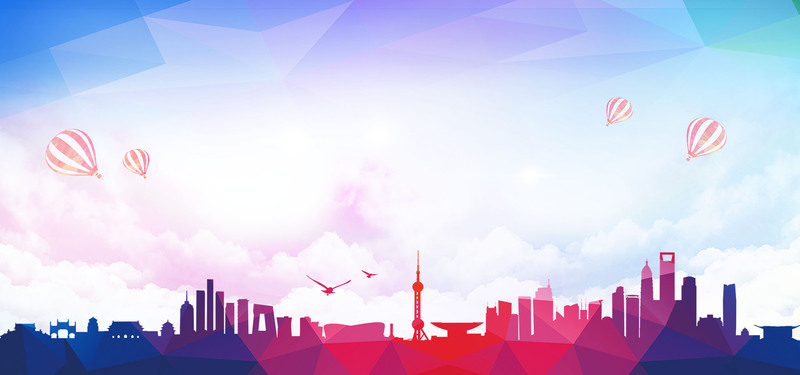 红十字建筑，梦幻城市banner背景，大气高清JPG图片，商务科技PSD设计素材下载