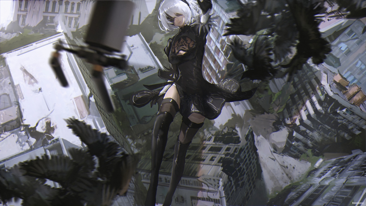 尼尔机械纪元2B美腿美女4K超高清壁纸下载，3840x2160精美画质