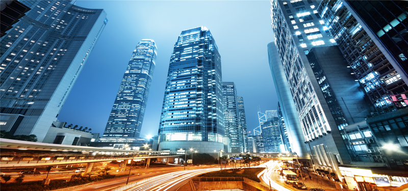 高清蓝色城市夜景建筑JPG，商务科技海报背景设计素材下载