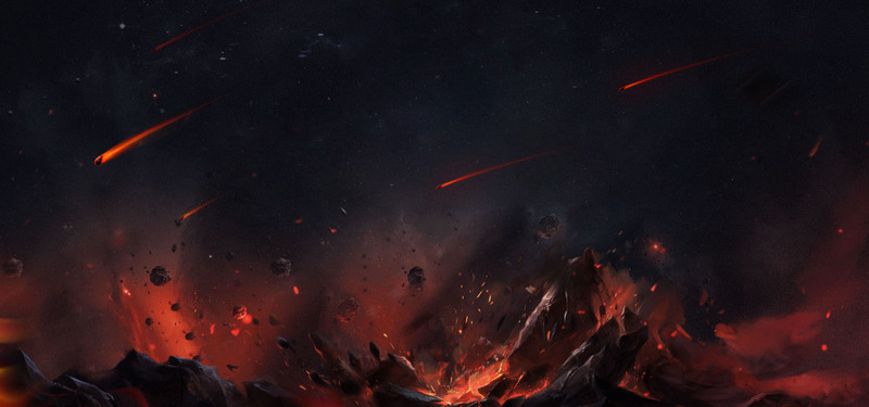 火山科幻，红色影视海报背景，高清JPG图片，商务科技PSD设计素材，一键下载！