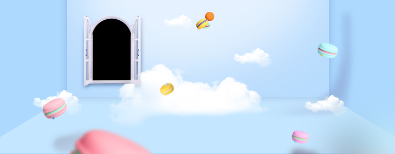 卡通梦幻蓝色背景Banner设计素材，高清JPG/商务科技PSD下载