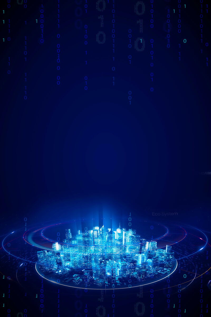 智慧科技城市海报背景，高清JPG与商务/科技PSD设计素材，一键下载！