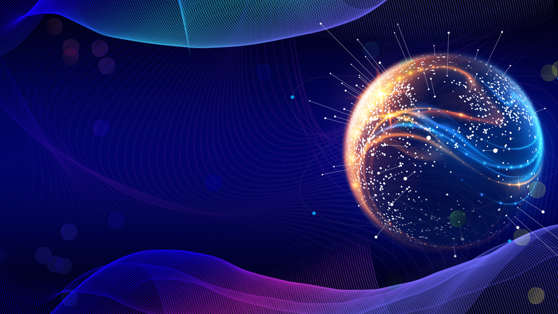 科技星球粒子光效曲线网图，高清JPG与商务PSD素材下载