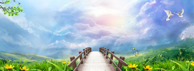 春天绿意盎然花开盛景，高清JPG与商务科技PSD格式设计素材下载