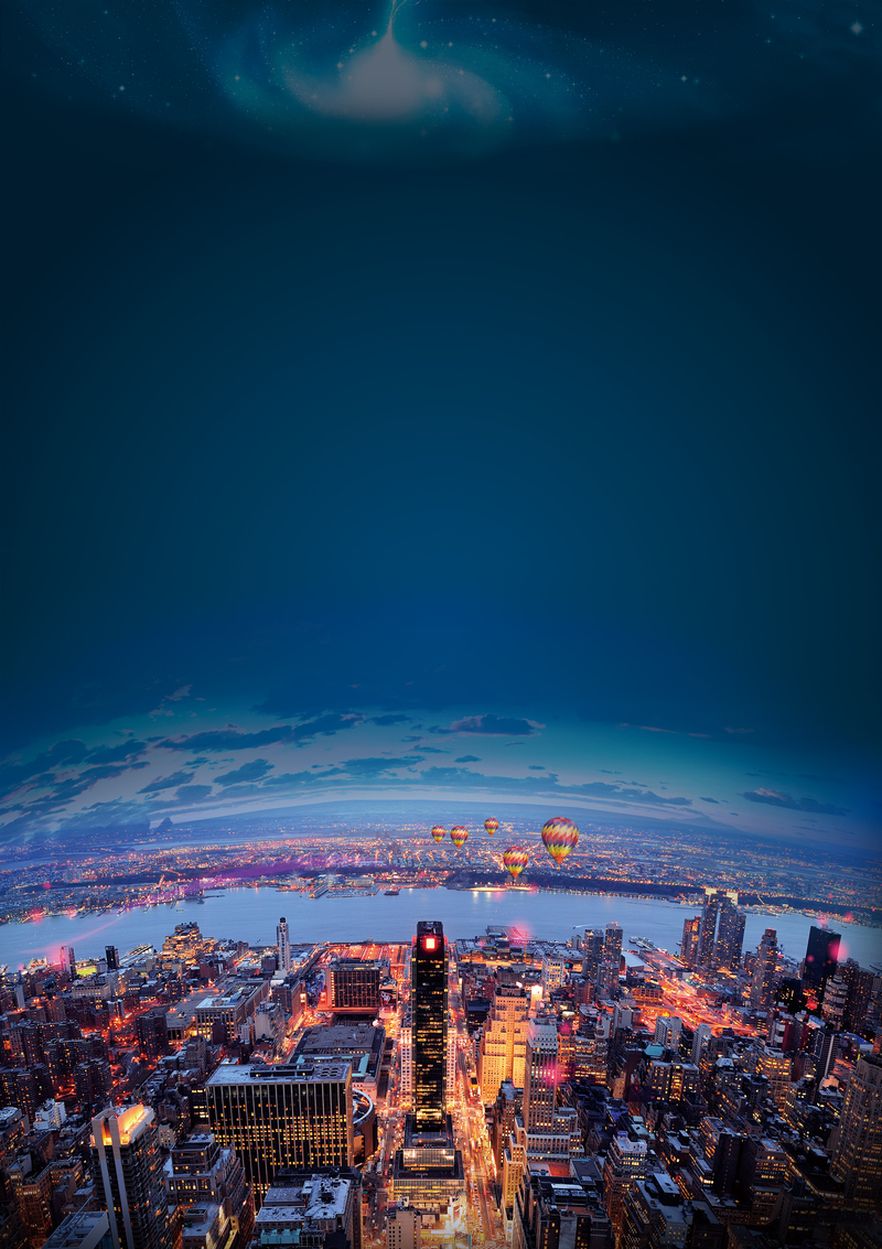城市夜景高清俯瞰图，商务科技PSD素材，免费下载JPG背景图