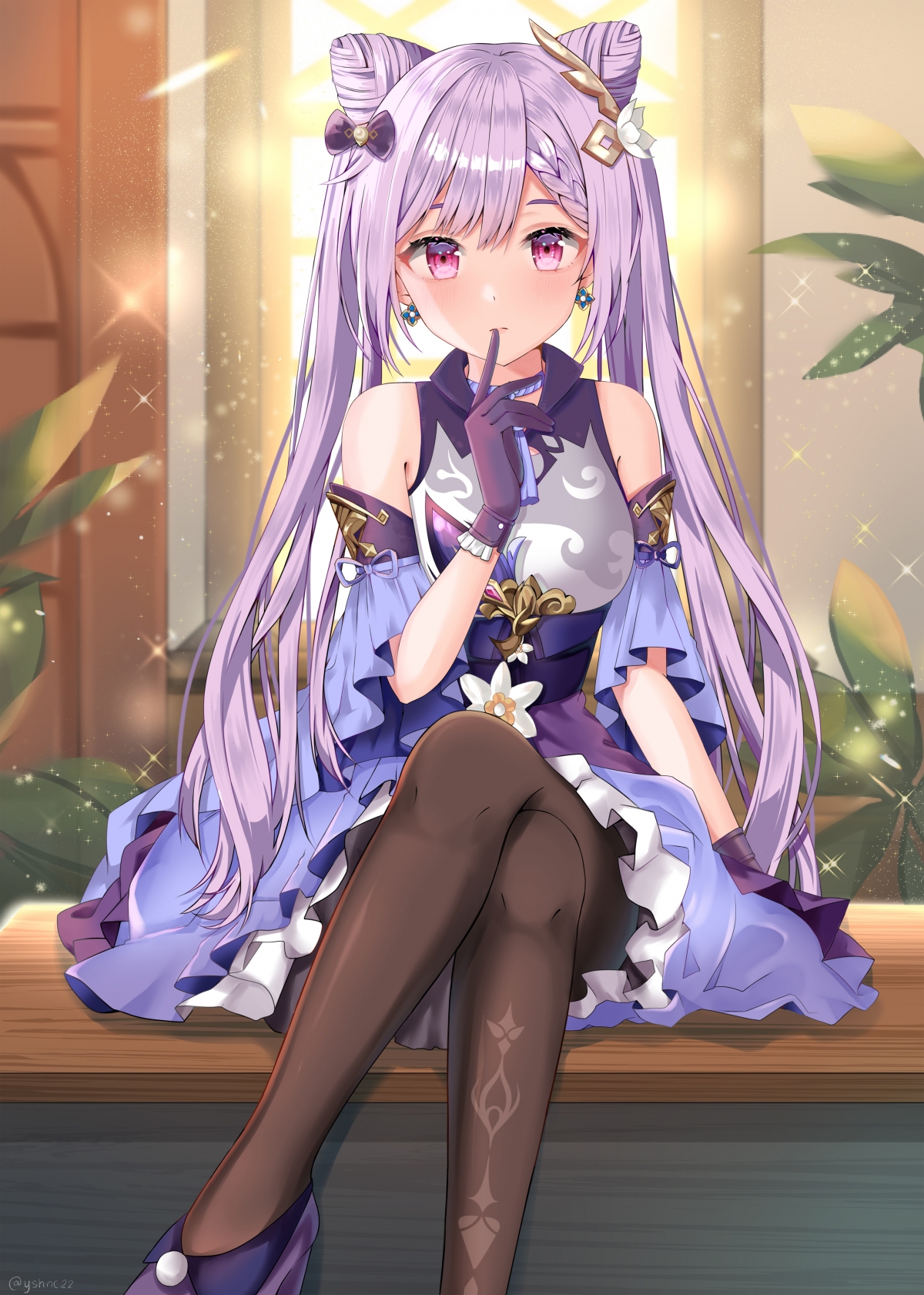 原神人气角色刻晴，绝美黑裤袜丝袜高清4K手机壁纸，2740x3840超清分辨率，一键下载！