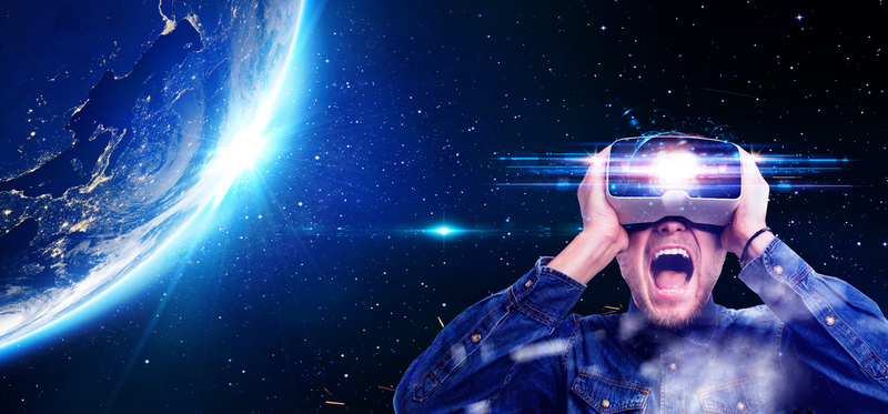 VR科幻蓝色星空图集，高清JPG与商务PSD设计素材下载