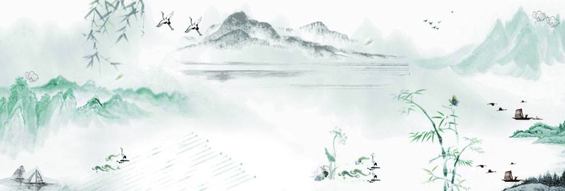古风山水画卷，唯美背景Banner图片，高清JPG/PSD设计素材免费下载