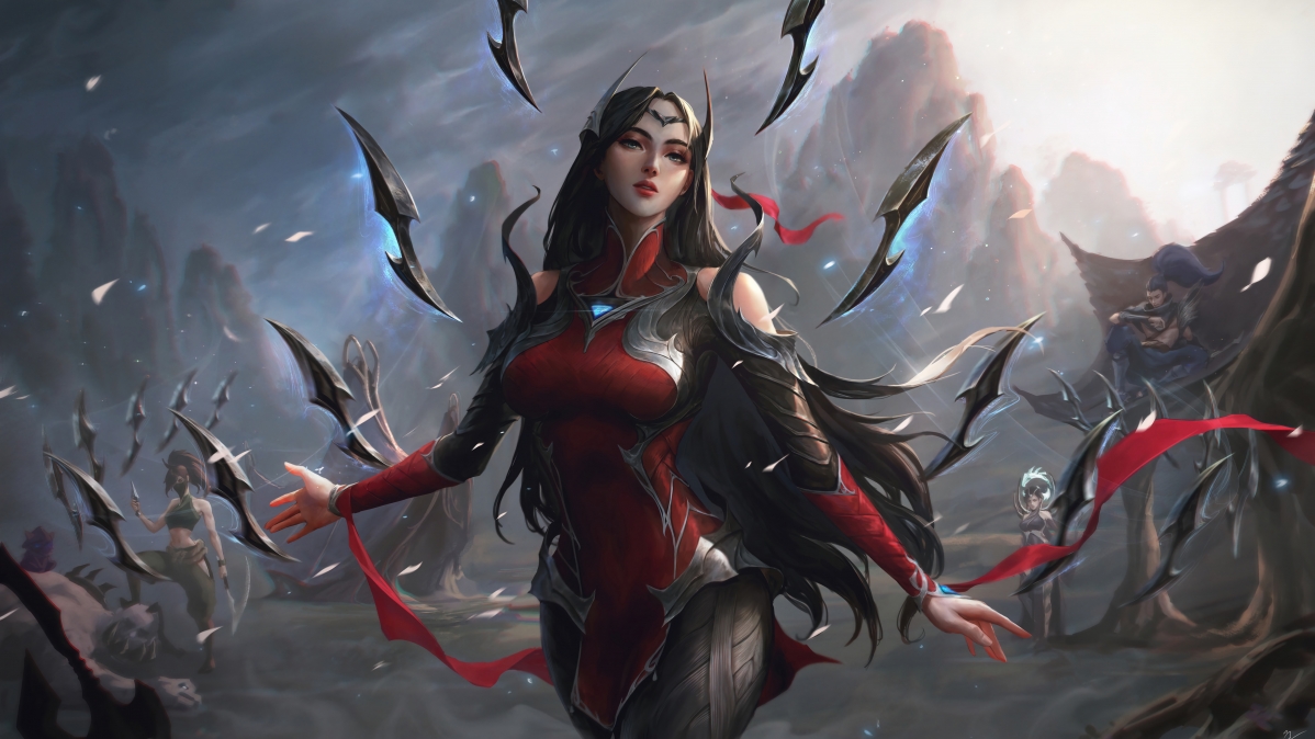 LOL英雄联盟，绝美刀锋舞者艾瑞莉娅原画同人，8K超清壁纸，7680x4320分辨率，一键下载