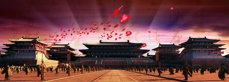 古代建筑宏大场景背景图，高清JPG/PSD商务科技设计素材下载