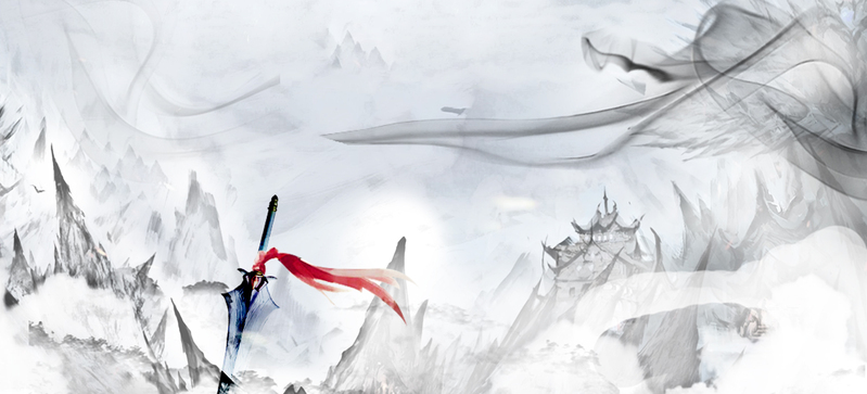 武侠手绘大气中国风Banner，高清JPG与商务科技PSD设计素材下载