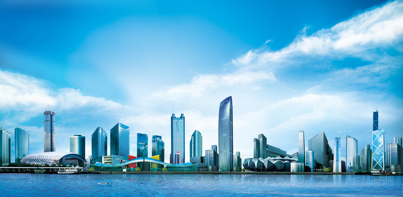 城市建筑PSD分层背景图，高清JPG+商务科技PSD素材，免费下载