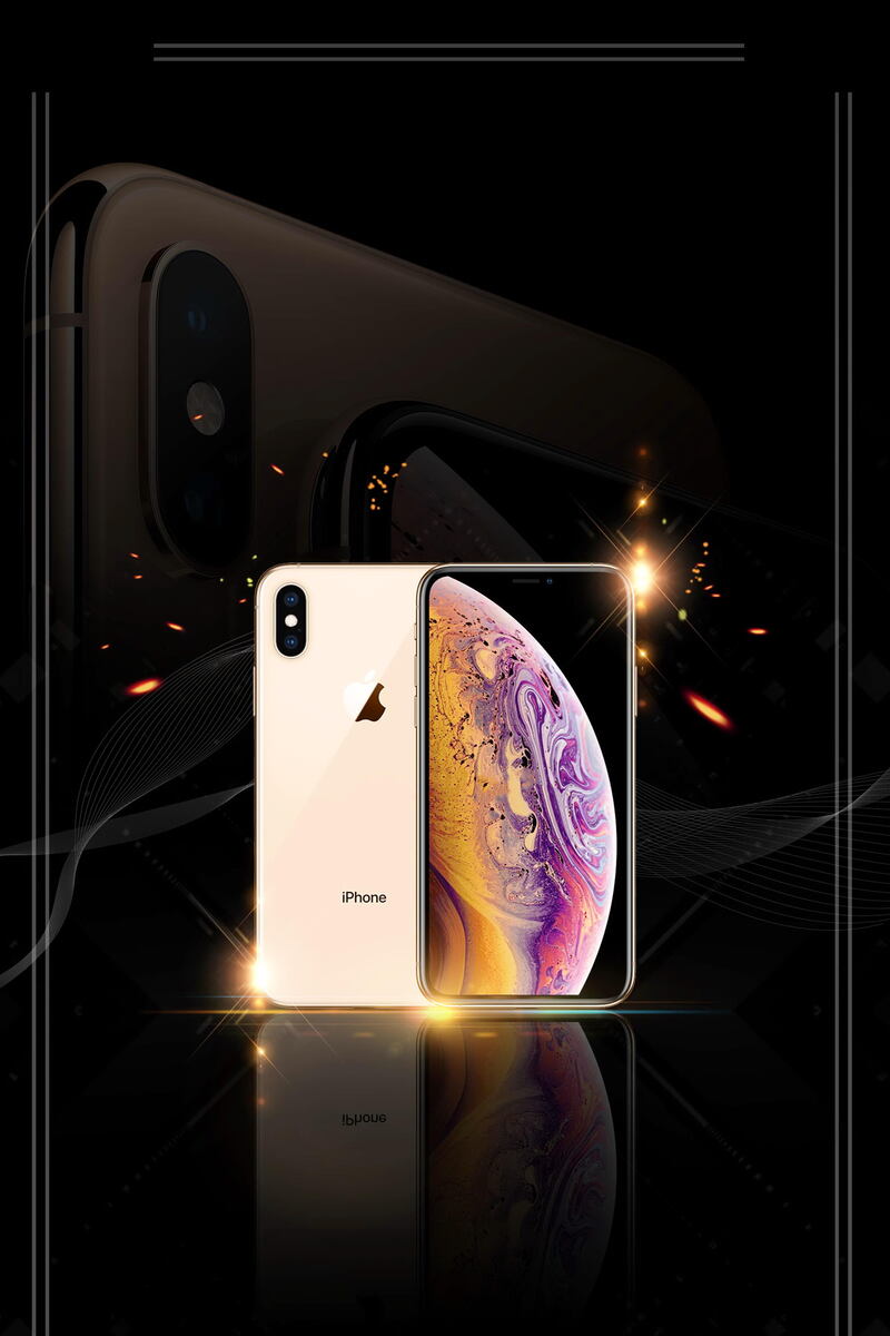 苹果手机IphoneXS高清背景模板，商务科技JPG/PSD设计素材下载