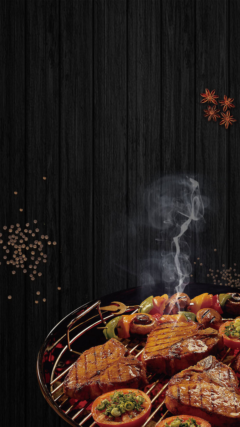 美食牛排烧烤H5背景，高清JPG与商务科技PSD设计素材下载