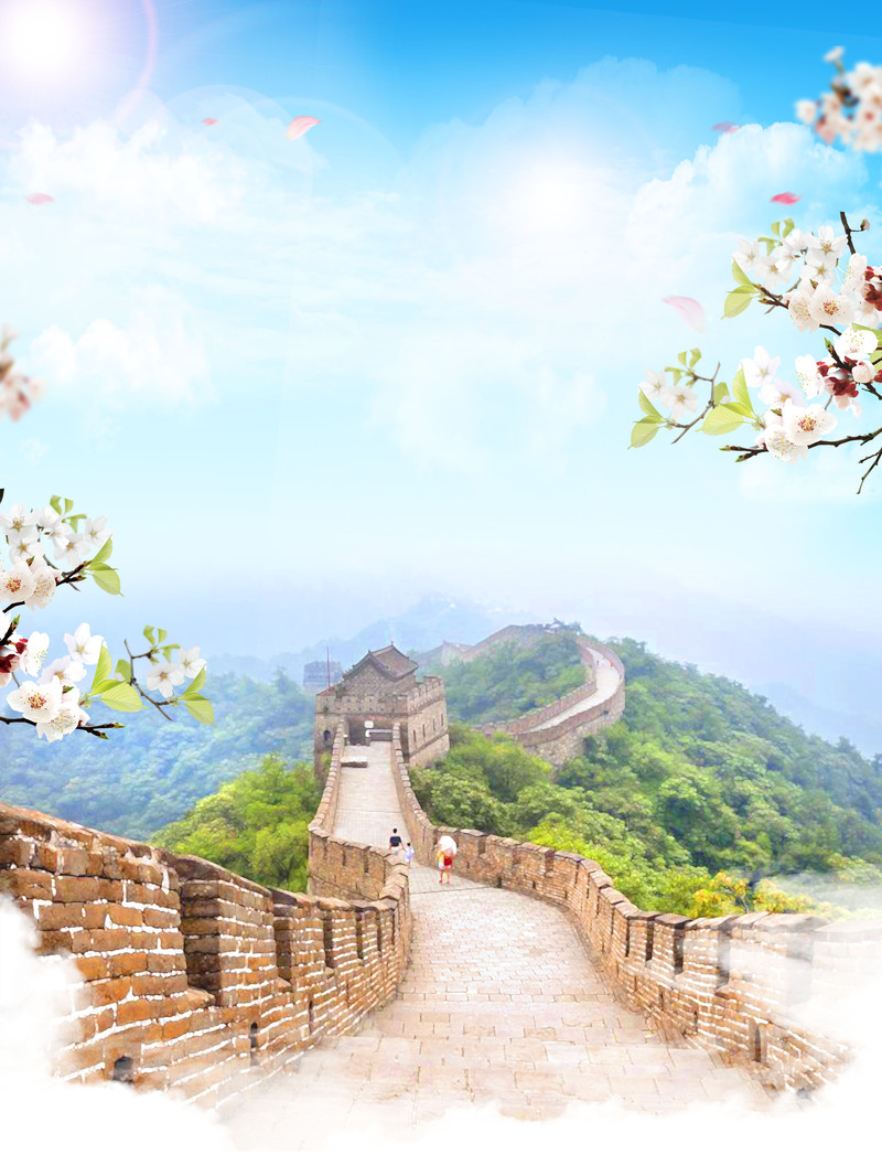 北京万里长城旅游宣传海报，高清JPG背景图片，商务科技PSD设计素材下载