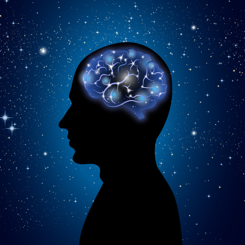 蓝色星空男子大脑创意矢量背景，高清JPG商务科技AI设计素材下载