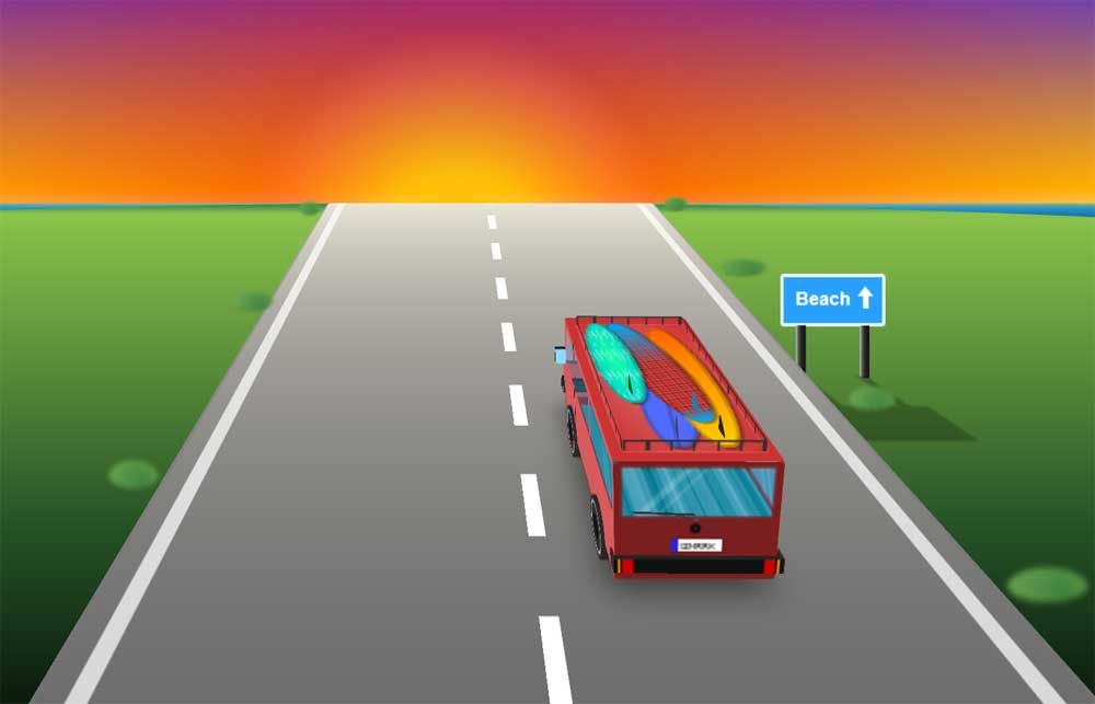 海边公路上行驶的汽车ui动画特效