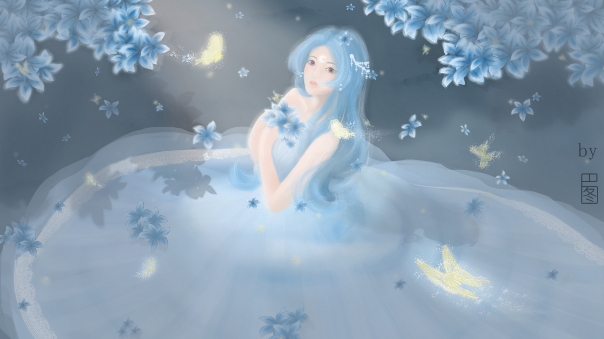 唯美女孩，蝴蝶花语，婚纱仙韵，4K高清壁纸下载，尽享3840x2160极致画质