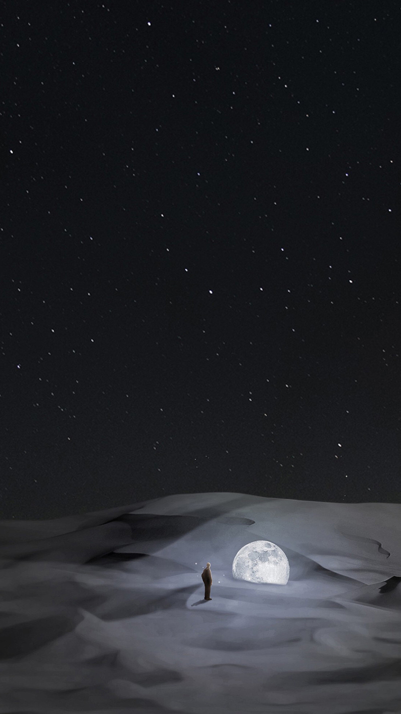 夜晚月亮星球手机H5背景图，商务科技高清JPG素材下载