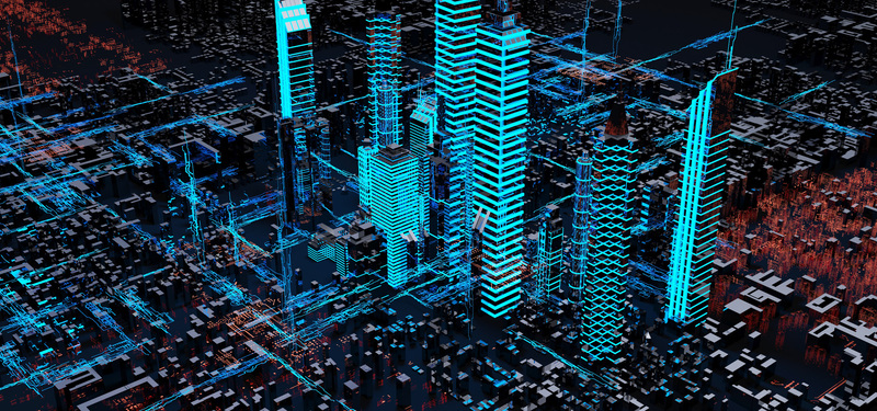 城市科技科幻绿色建筑背景海报，高清JPG商务/科技图片素材下载