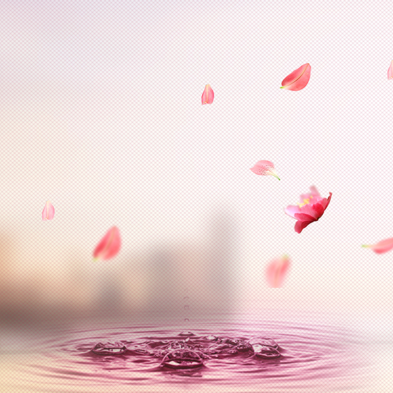 粉色水纹花瓣化妆品PSD分层背景，文艺清新设计素材，高清JPG下载