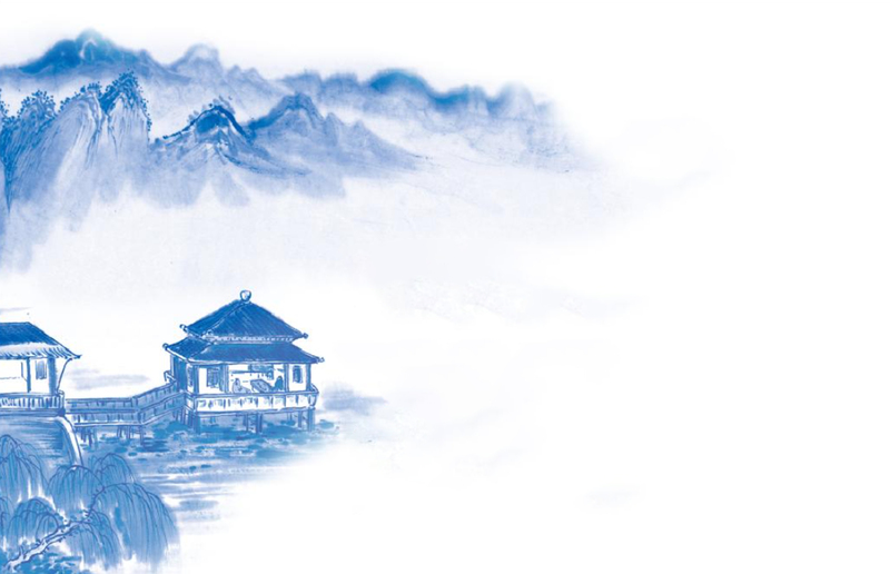 山水蓝调，水墨背景高清JPG，文艺清新图片素材下载