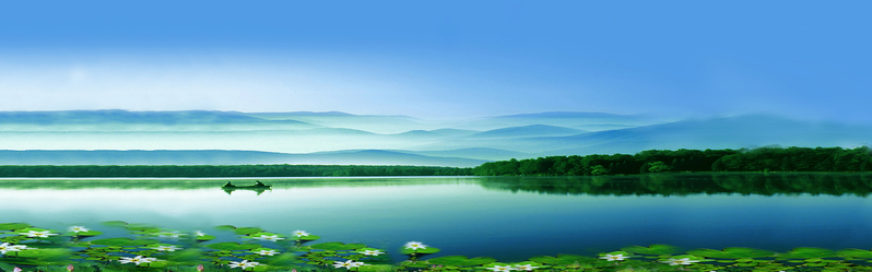蓝天湖面唯美背景，文艺清新JPG图片素材，高清下载