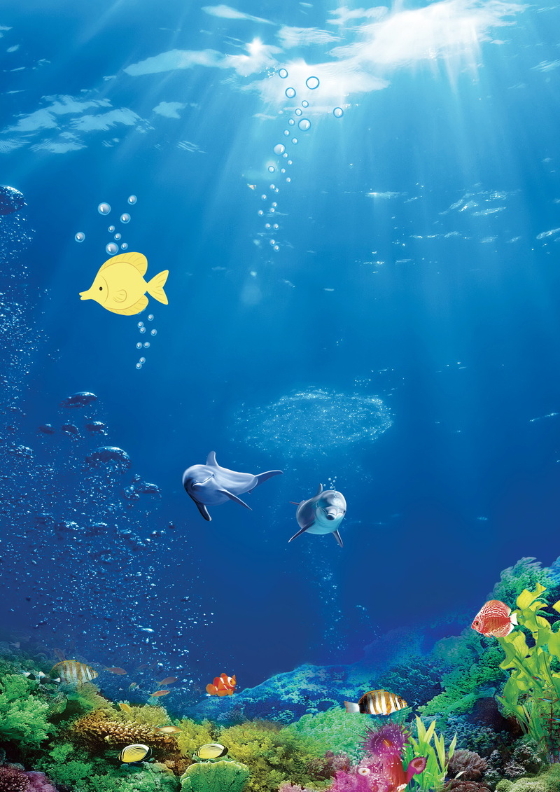 梦幻海底时尚风情，高清JPG水族馆图片及文艺清新PSD设计素材下载