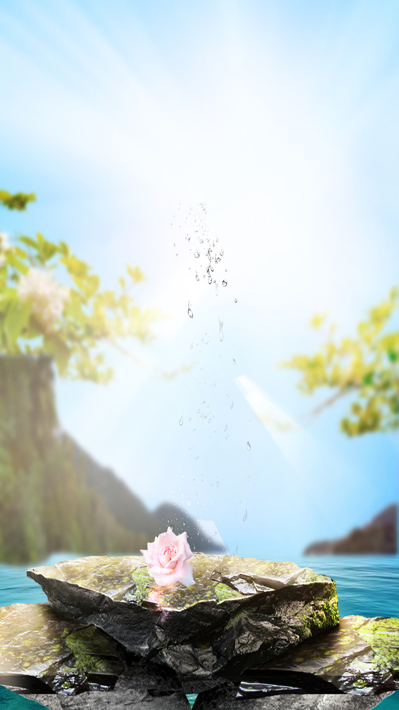 梦幻莲花H5背景，文艺清新JPG/PSD设计素材，高清下载
