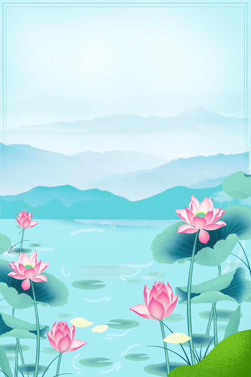 唯美清新荷花荷叶背景图，高清JPG与文艺PSD设计素材下载