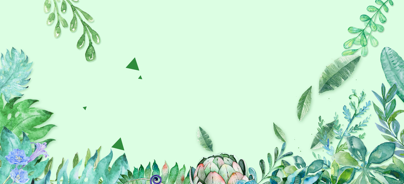 春天绿叶手绘，清新绿banner素材，JPG/PSD高清下载