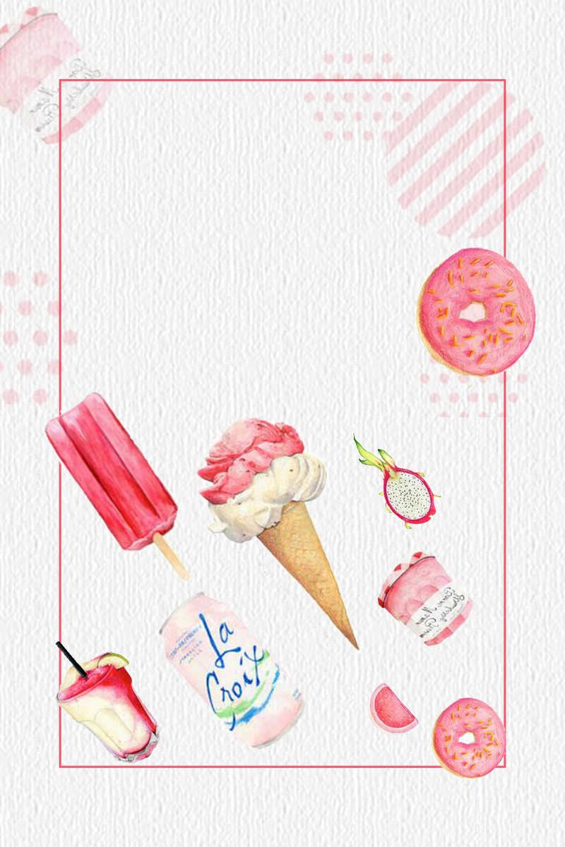 粉色手绘甜品海报背景，简约创意美食素材，高清JPG/PSD下载