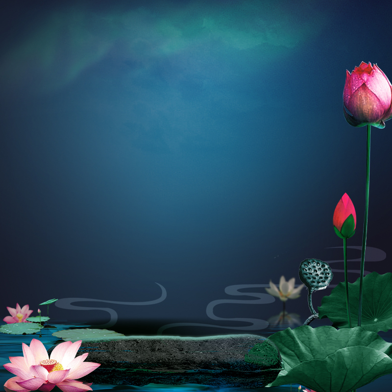 唯美荷塘月色背景图，高清JPG+清新PSD，文艺范设计素材免费下载