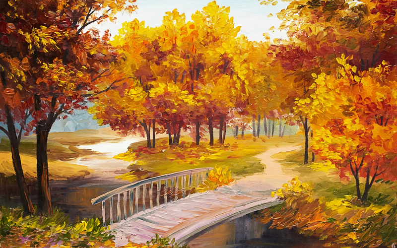 油画公园背景素材，高清JPG文艺清新图片，设计必备下载