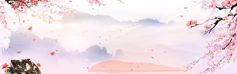 中医进补艺术之美，梅花粉色Banner图片，高清JPG与清新PSD素材下载