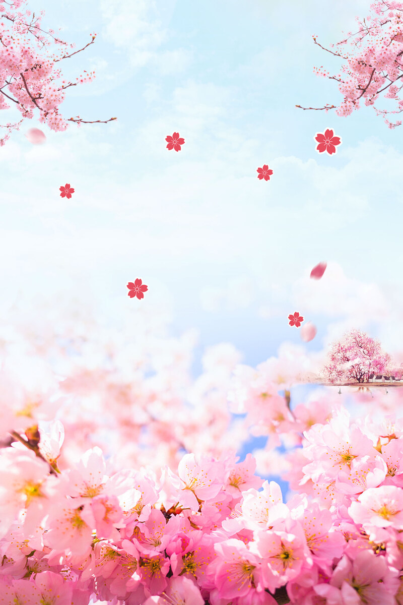 中国风杜鹃花海报，春季唯美旅游高清JPG与文艺清新PSD素材下载