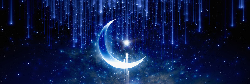 梦幻夜景月亮背景，炫酷Banner图片素材，文艺清新PSD/高清JPG下载