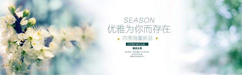 淘宝女装四季新款，绿色背景banner设计素材，文艺清新JPG/PSD下载