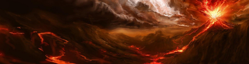 宇宙奥秘，天空下火山爆发，黑暗乌云中的清新JPG图片设计素材