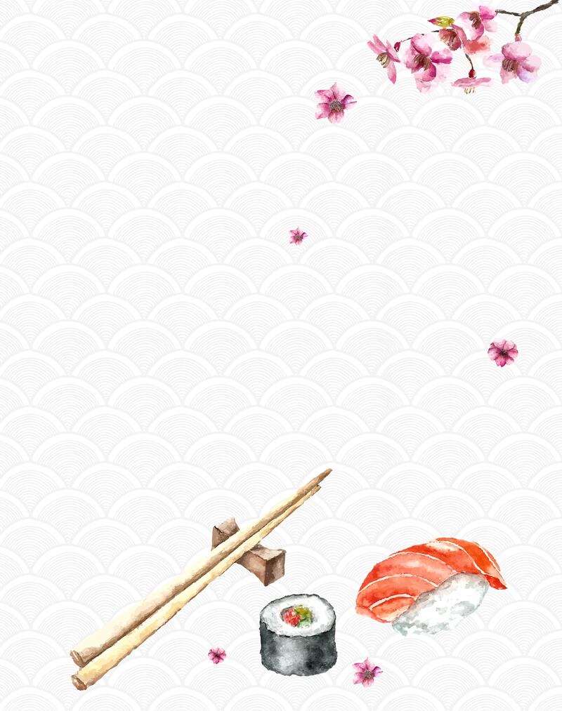 日系手绘寿司矢量背景，文艺清新JPG/AI设计素材，高清下载