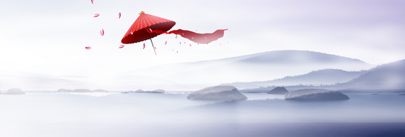 唯美古风背景Banner，高清JPG与文艺清新PSD设计素材下载