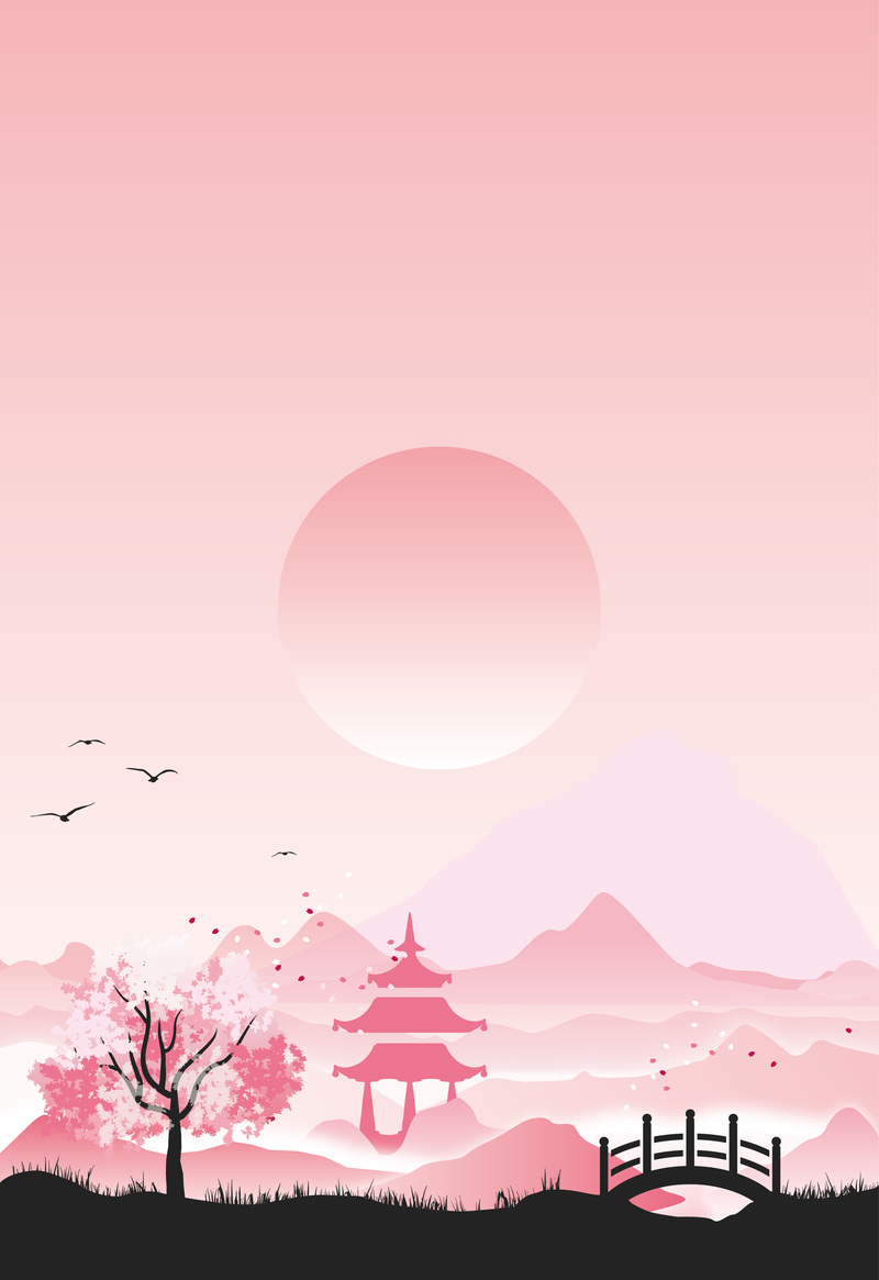 樱花海报背景素材，高清JPG，文艺清新AI格式，免费下载