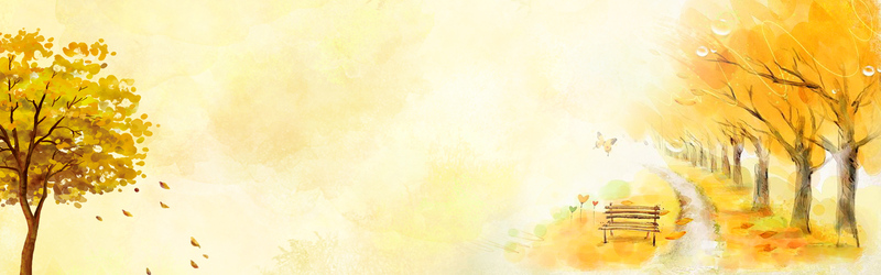 秋季简约黄调Banner，文艺清新JPG/PSD设计素材下载