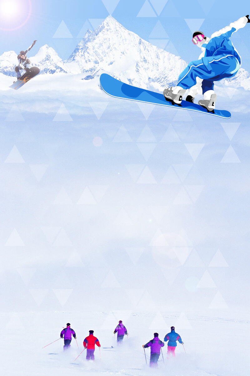冬季滑雪运动高清背景图，文艺清新JPG/PSD设计素材下载