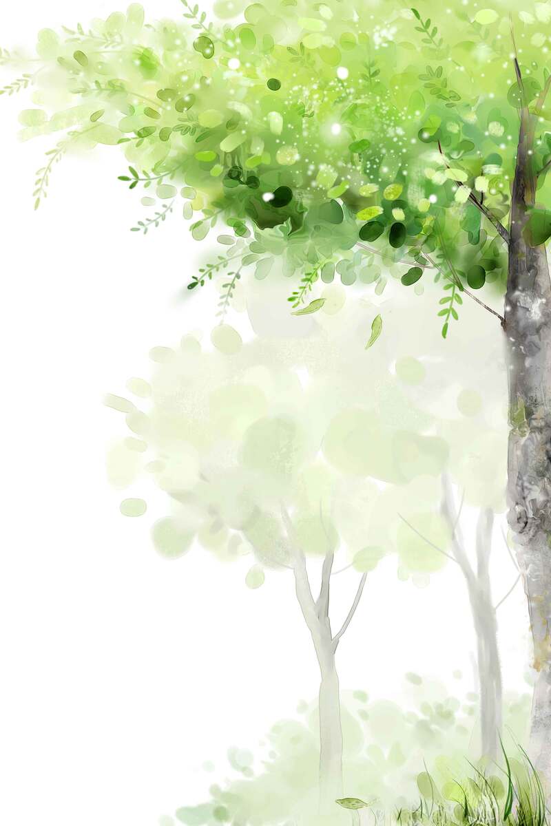 四季手绘风景高清JPG，唯美文艺清新设计素材下载